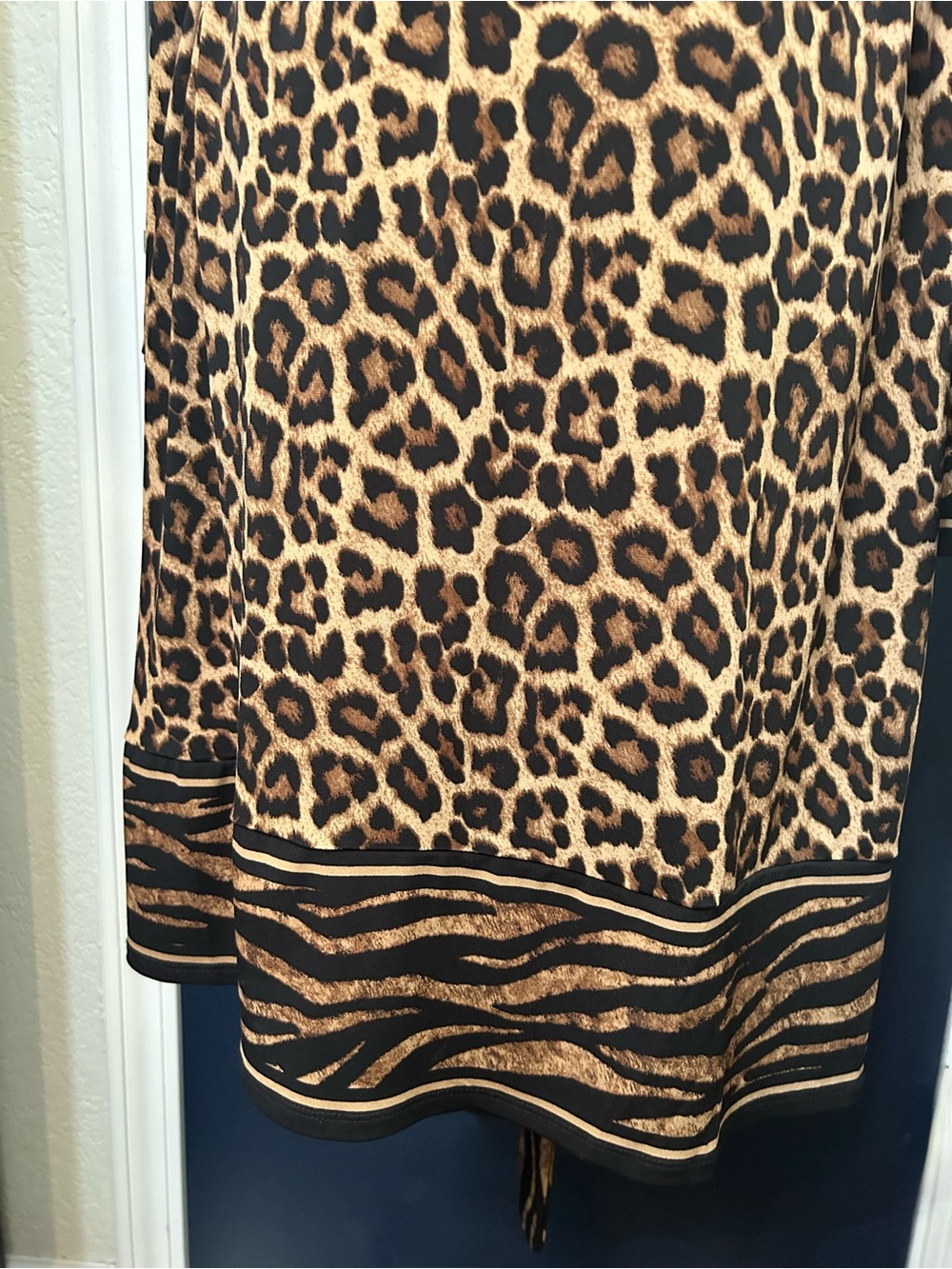 Michael Kors Leopard Print Long-Sleeve Tie-Waist Dress - Brown - Picture 5 of 5